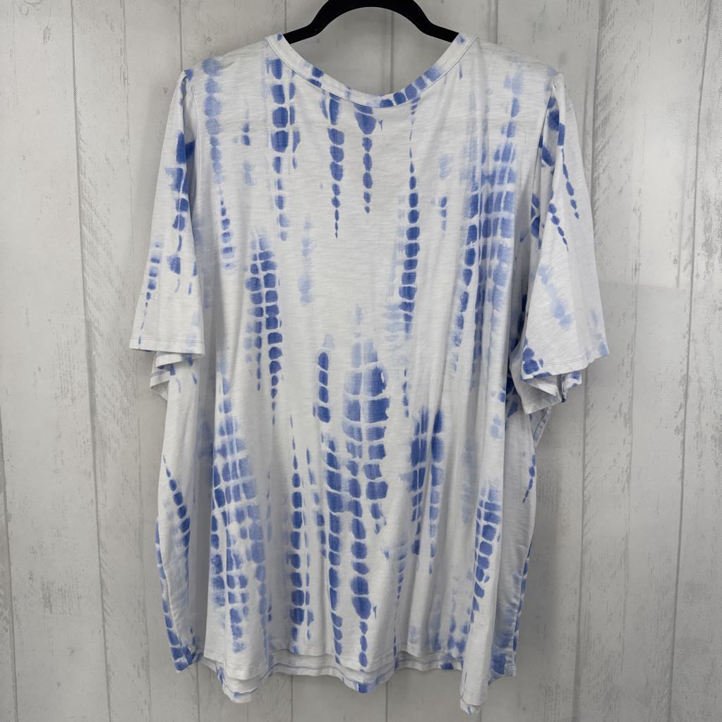 3X tie-dye split neck s/s top
