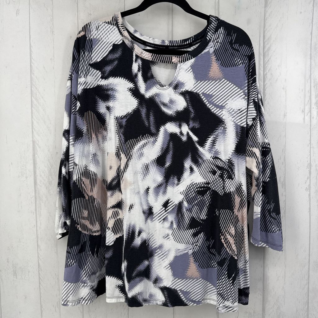 3X printed notch neck 3/4 slv top