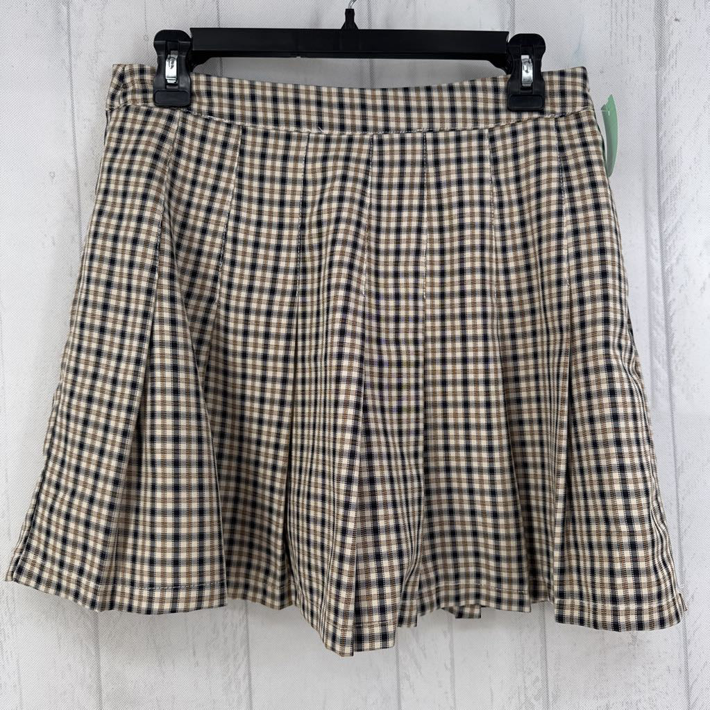 L plaid pleated skirt