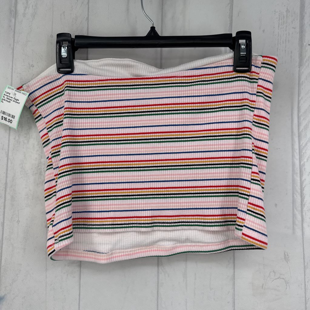 XL ribbed striped bandeau top