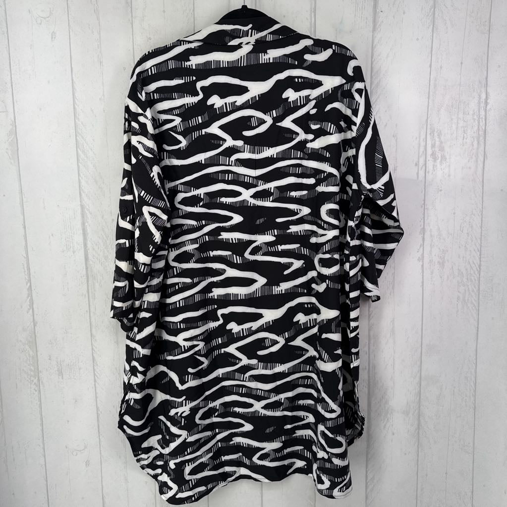 XXL printed split neck 3/4 slv dress