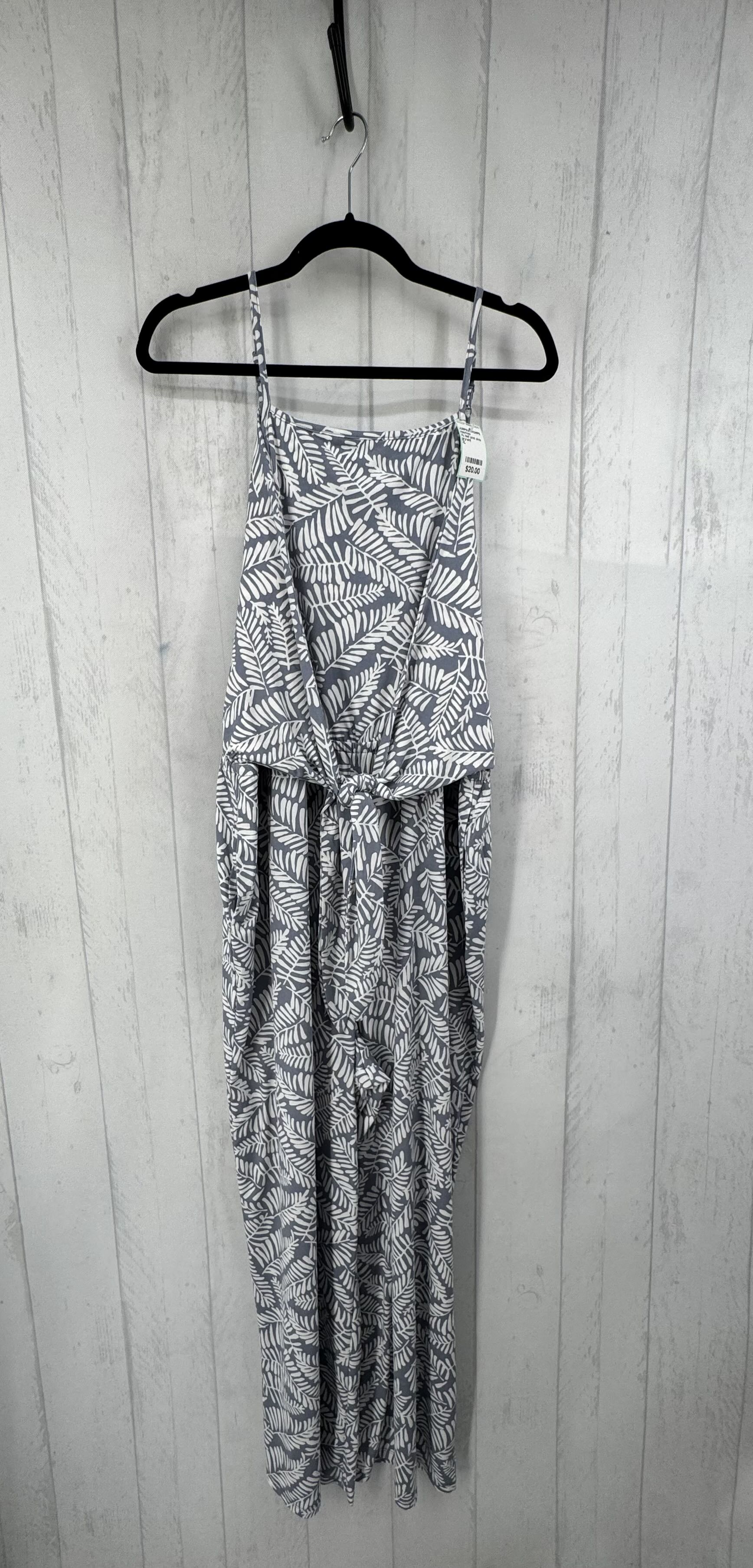 XL leaf print slvls jumpsuit