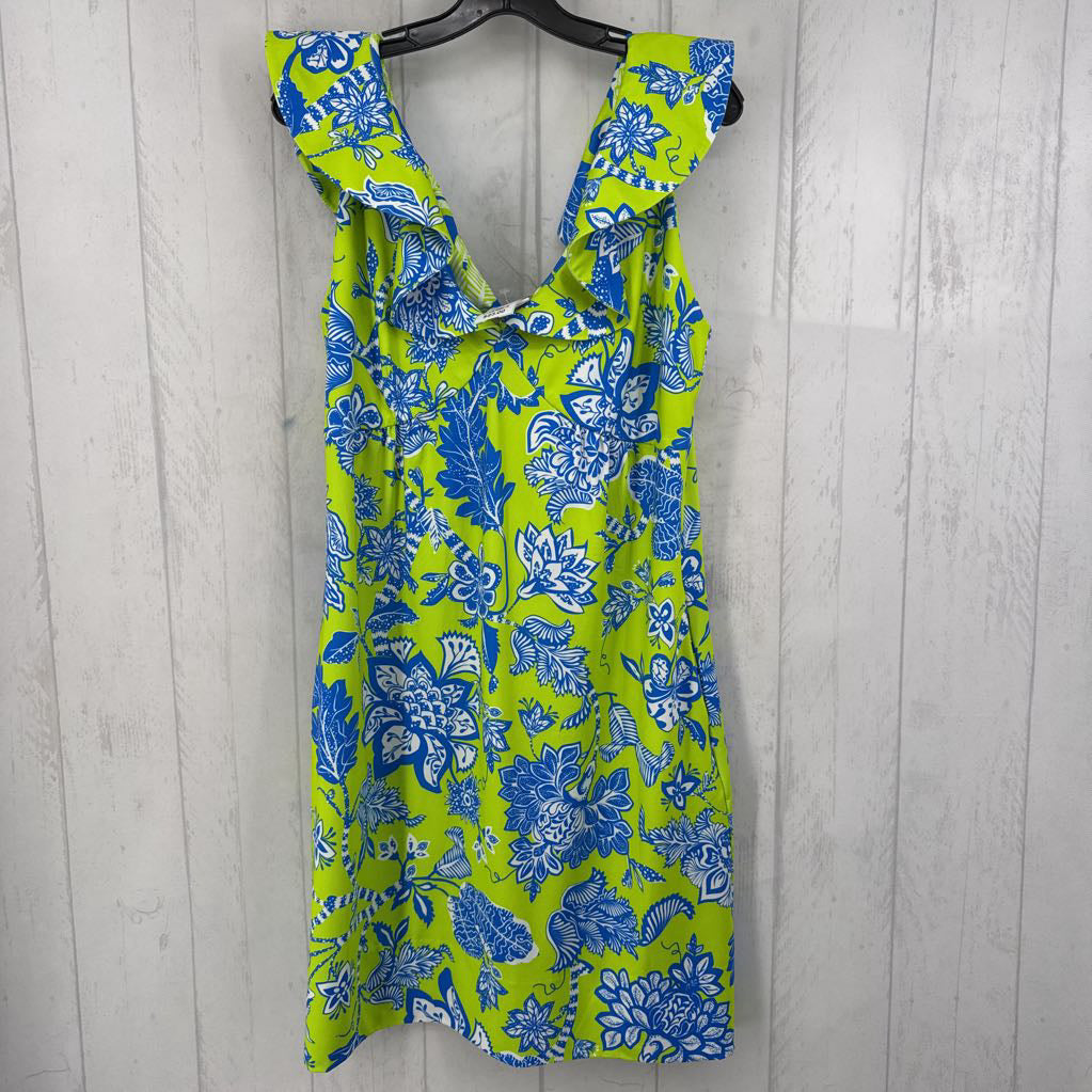 L flo print ruffled slvls dress