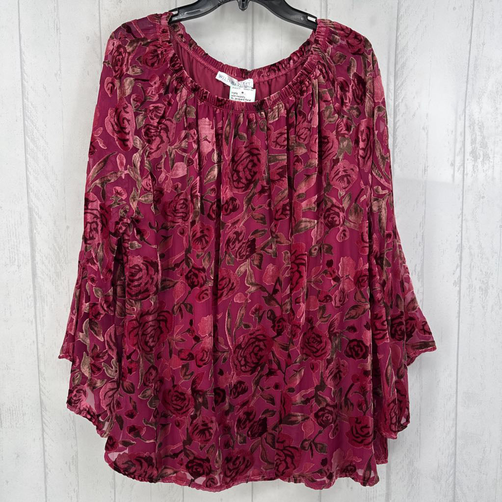 XL jacquard floral l/s top