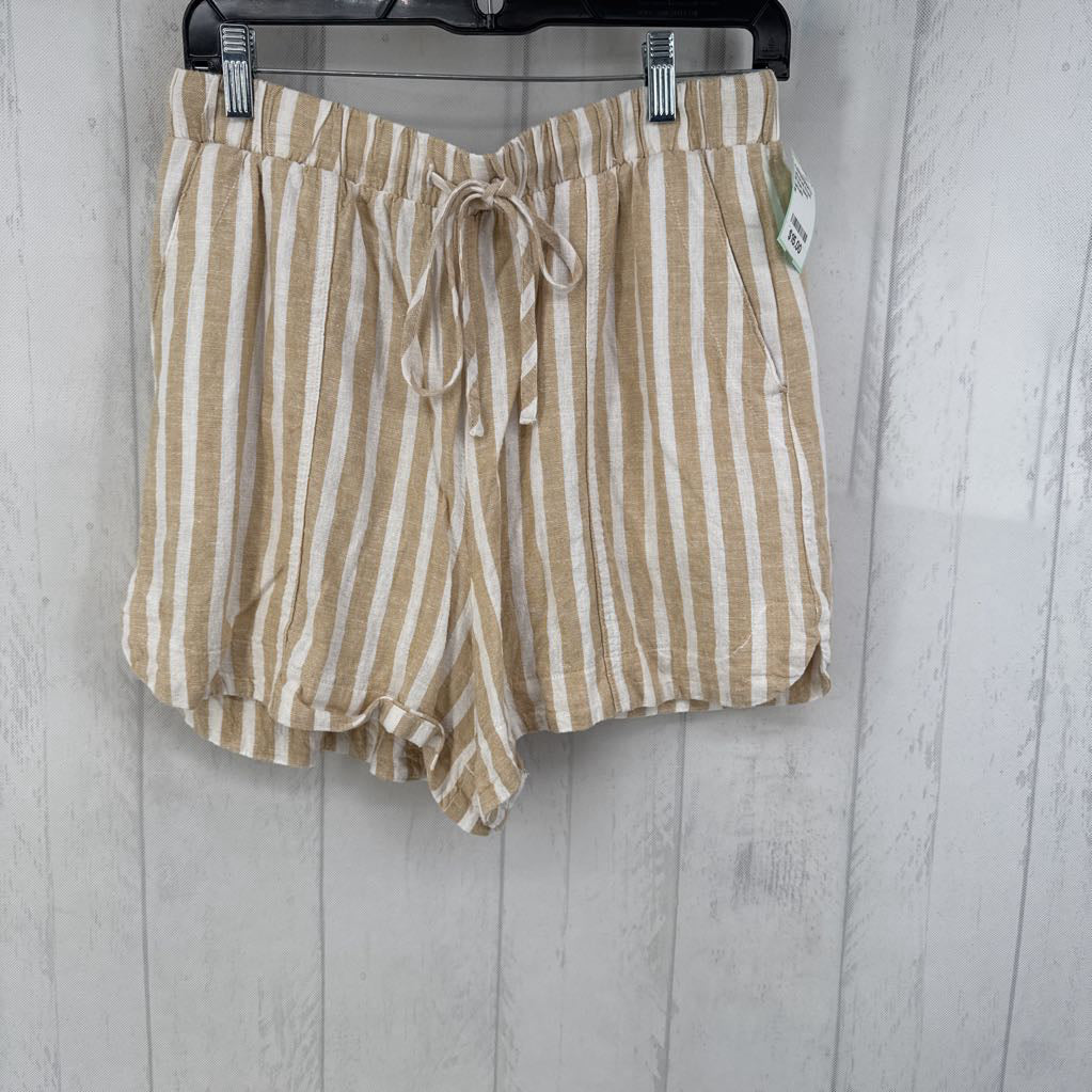 M linen blend striped shorts