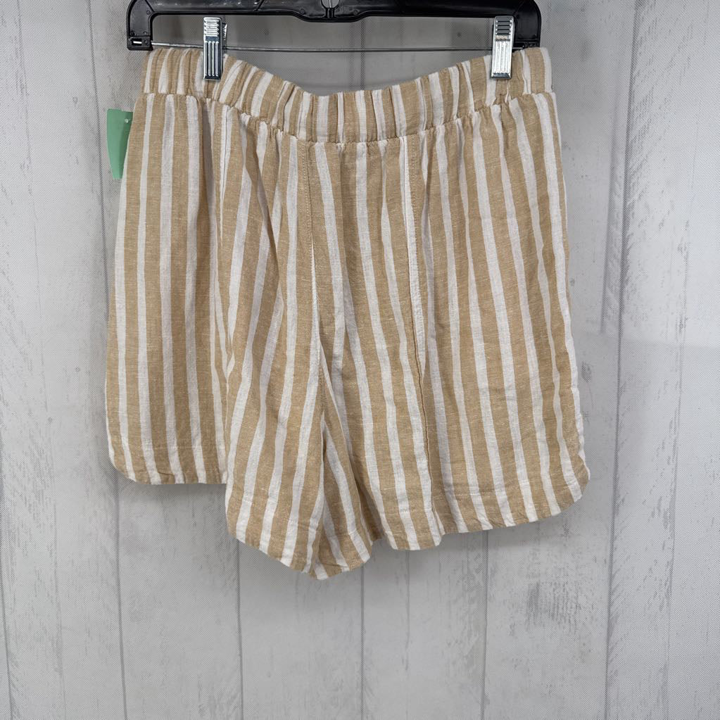 M linen blend striped shorts