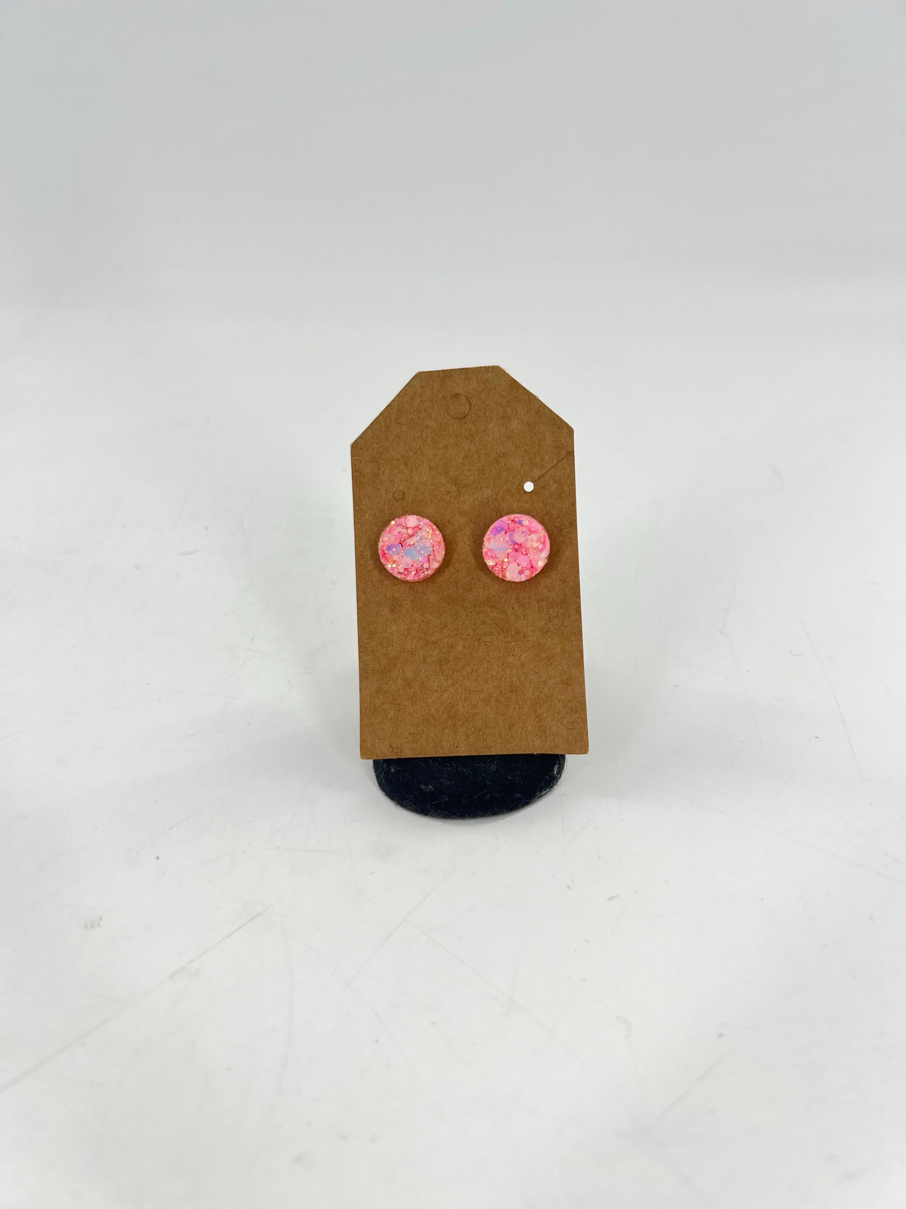 pink round post earrings