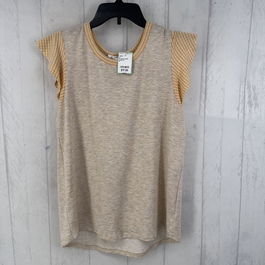 M mixed media flutter slv top s/s