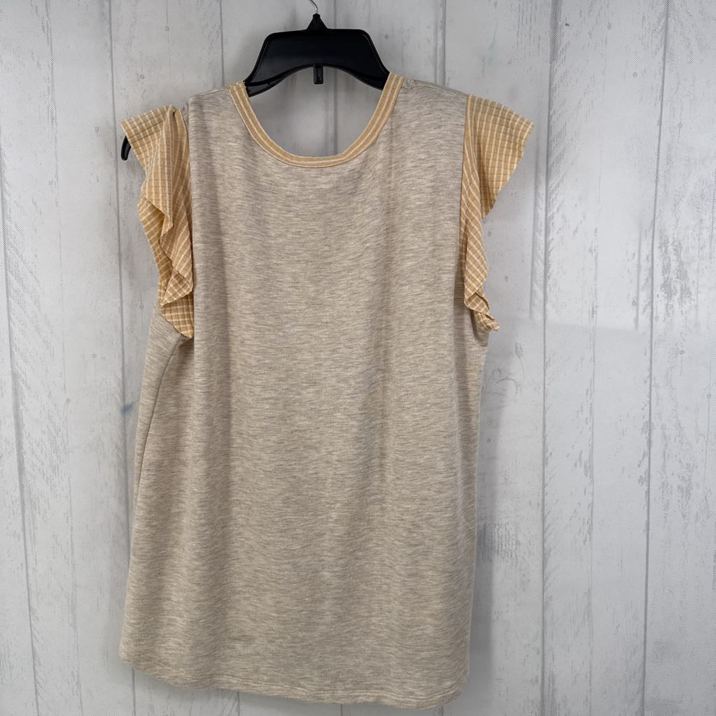 M mixed media flutter slv top s/s
