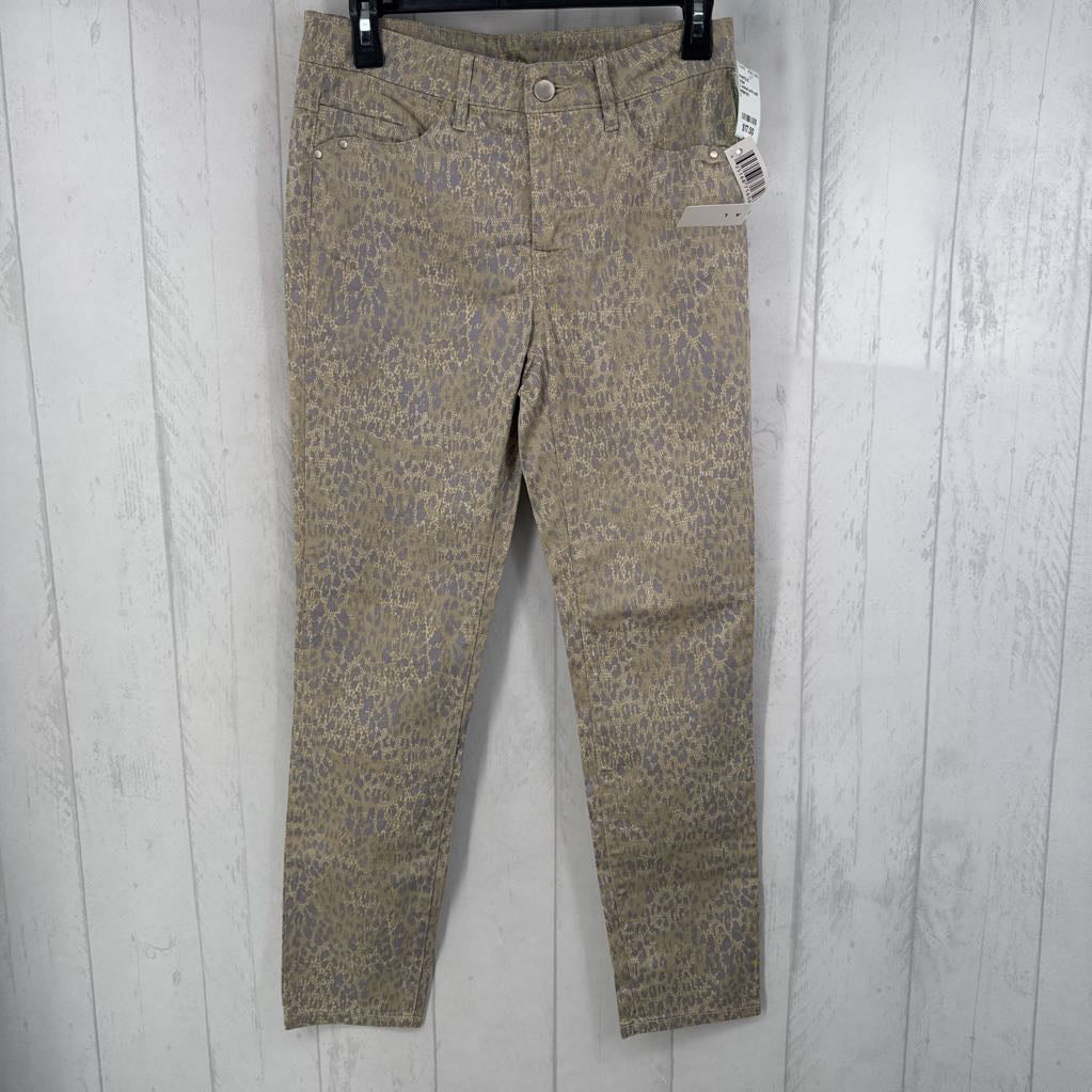 2 animal print twill skinny pant