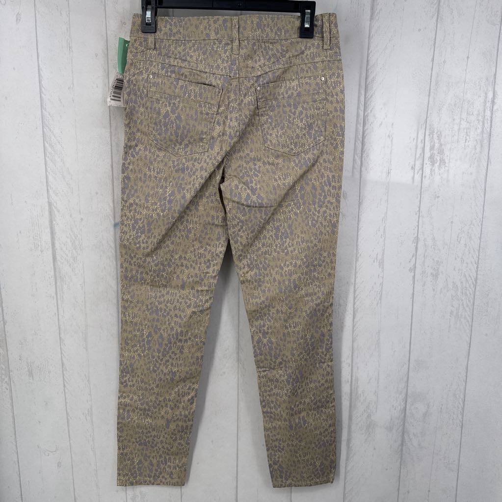 2 animal print twill skinny pant