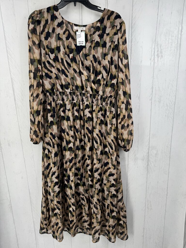 XLp printed crossover l/s maxi dress