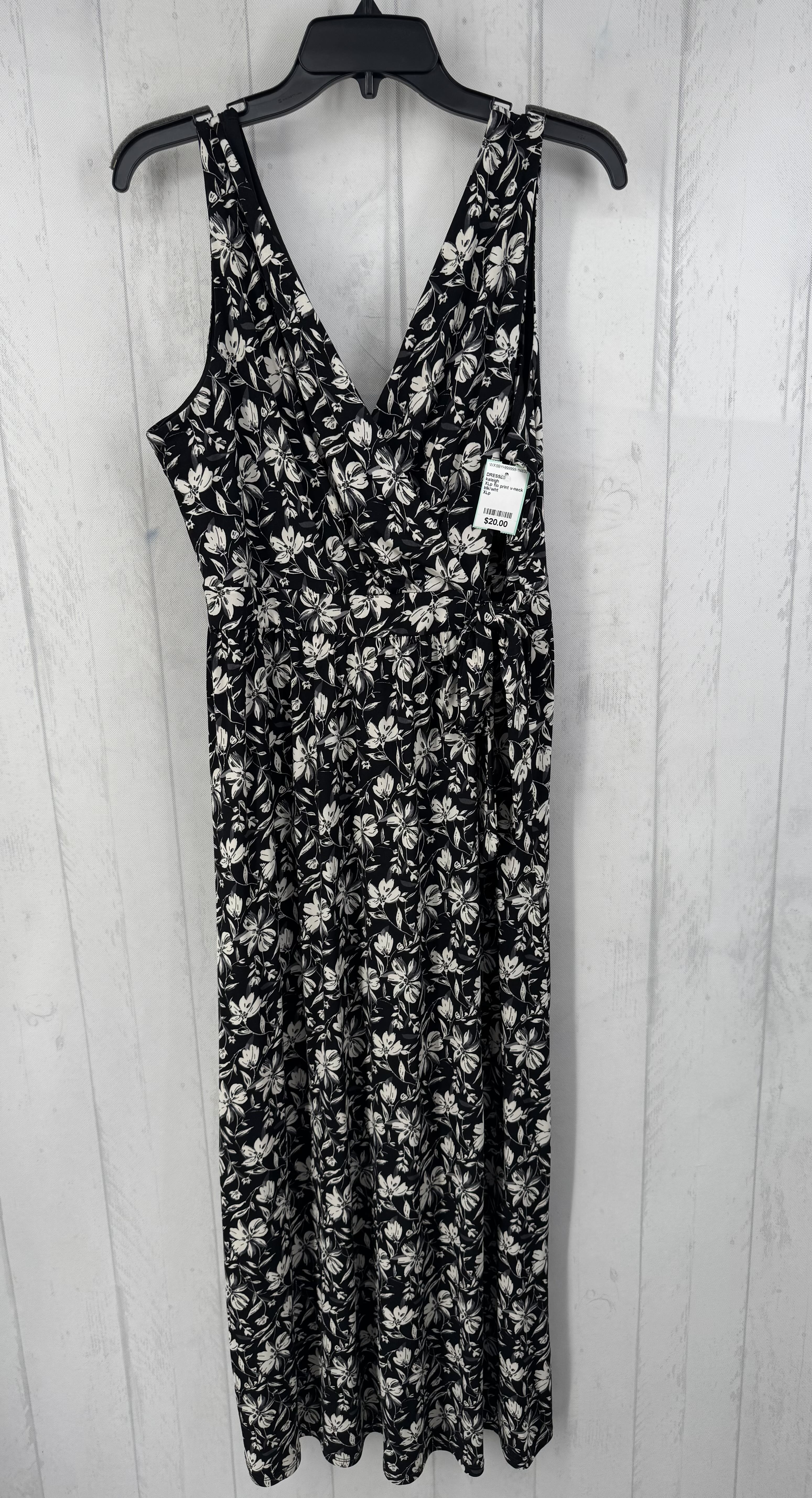 XLp flo print v-neck slvls dress