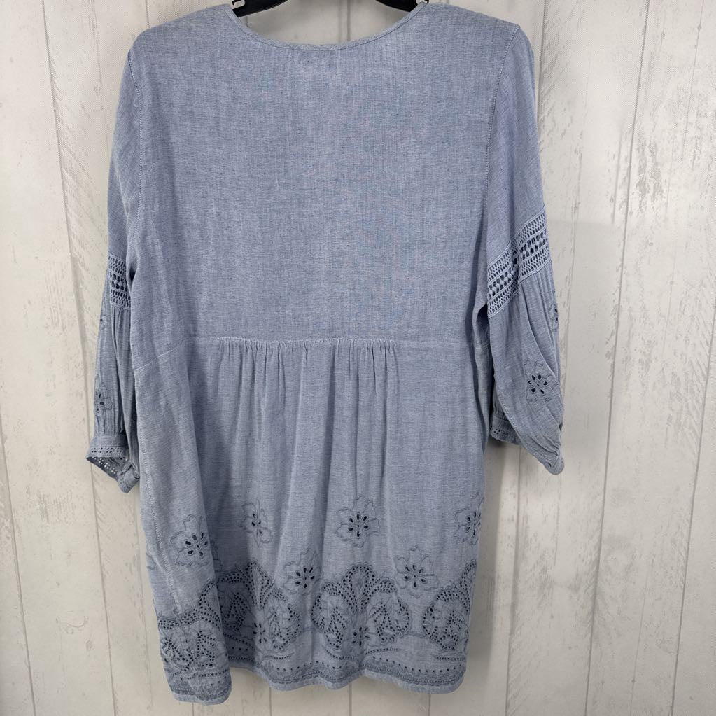 XL chambray wric-rac detail l/s dress