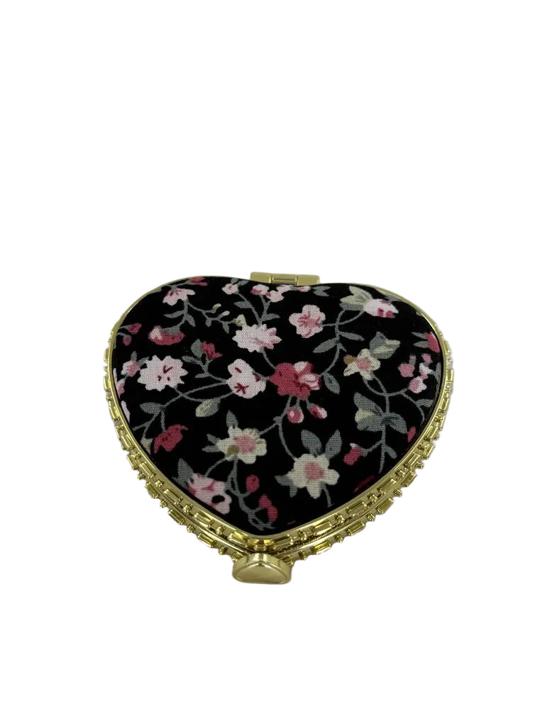 heart compact mirror-black