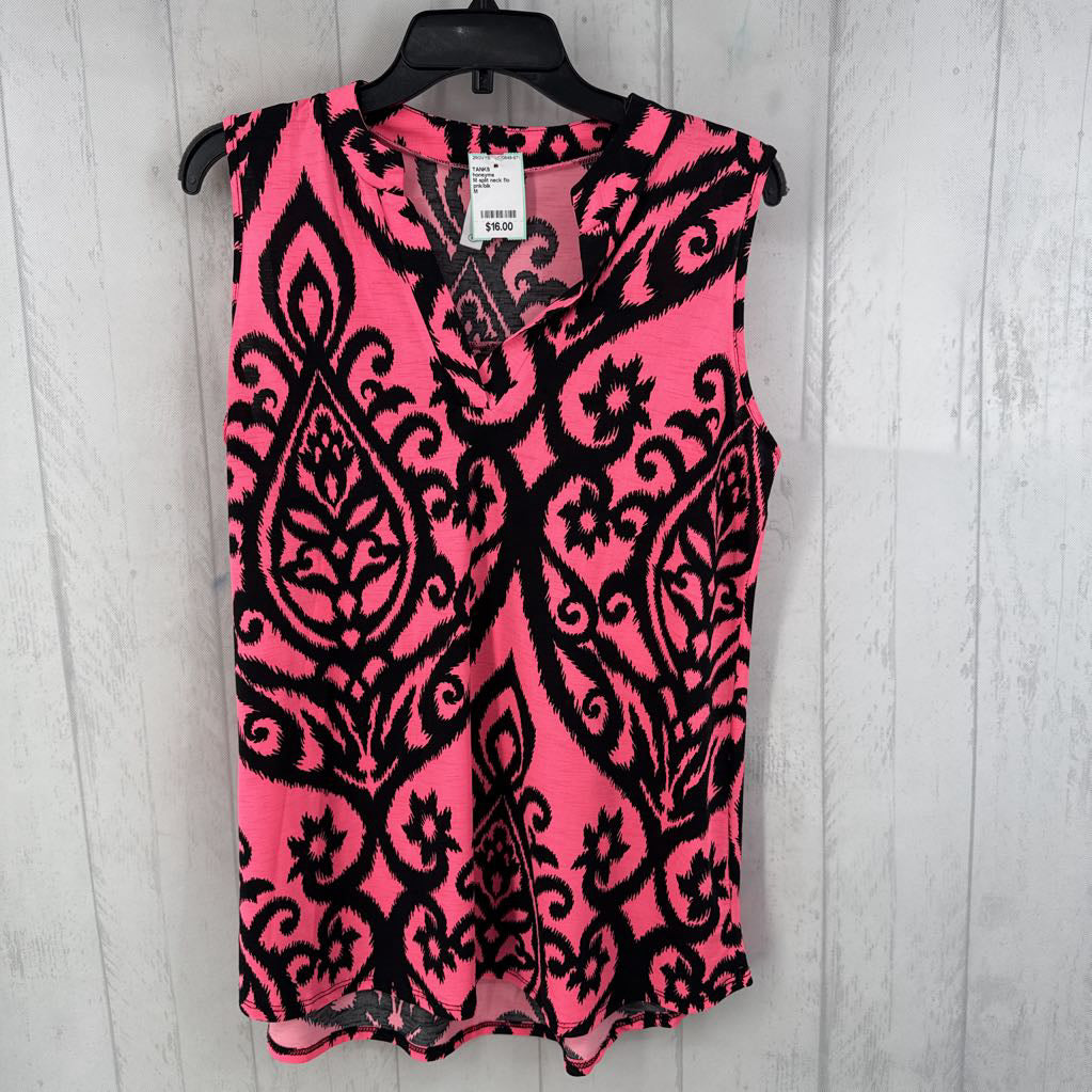 M split neck flo print tank