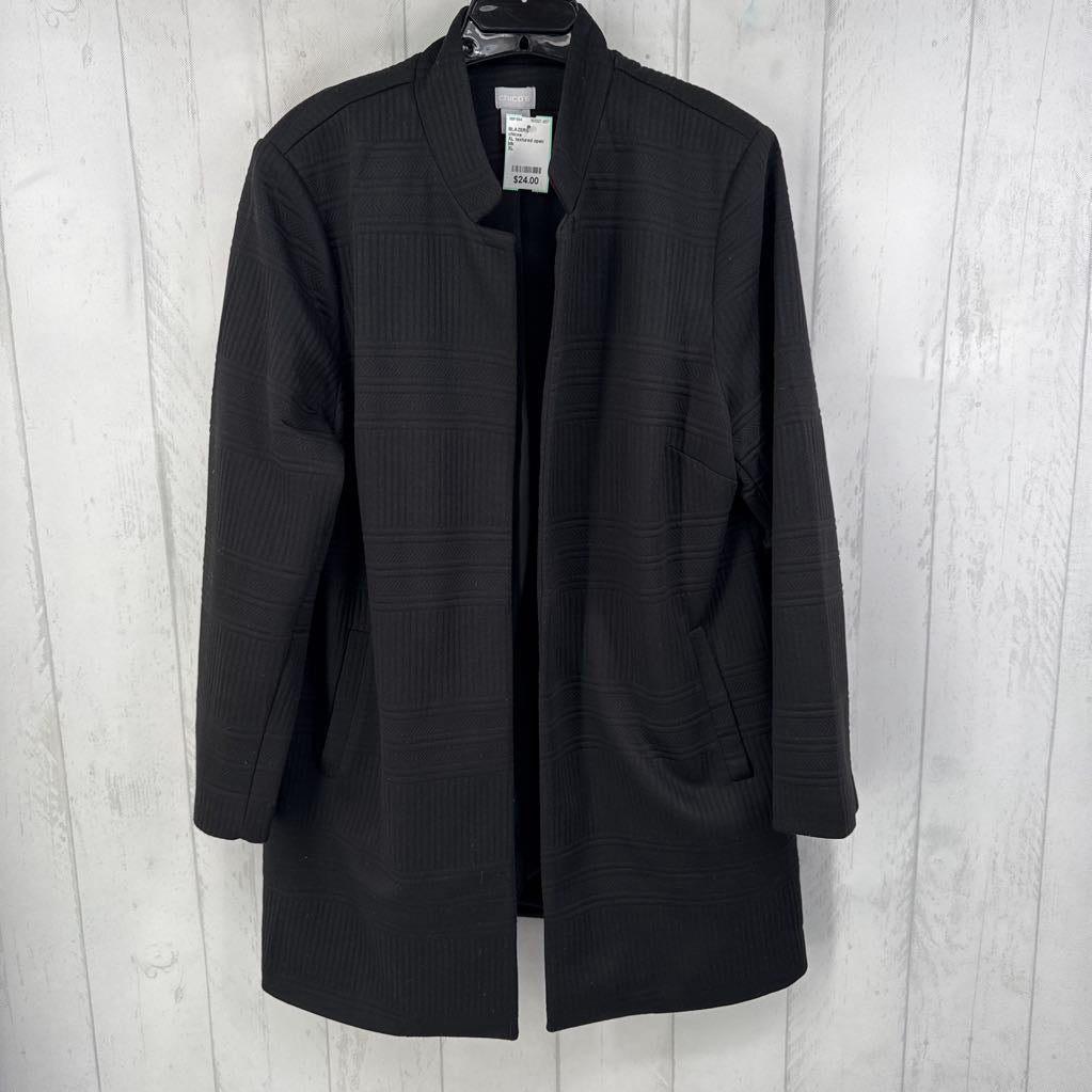 XL textured open front jacket