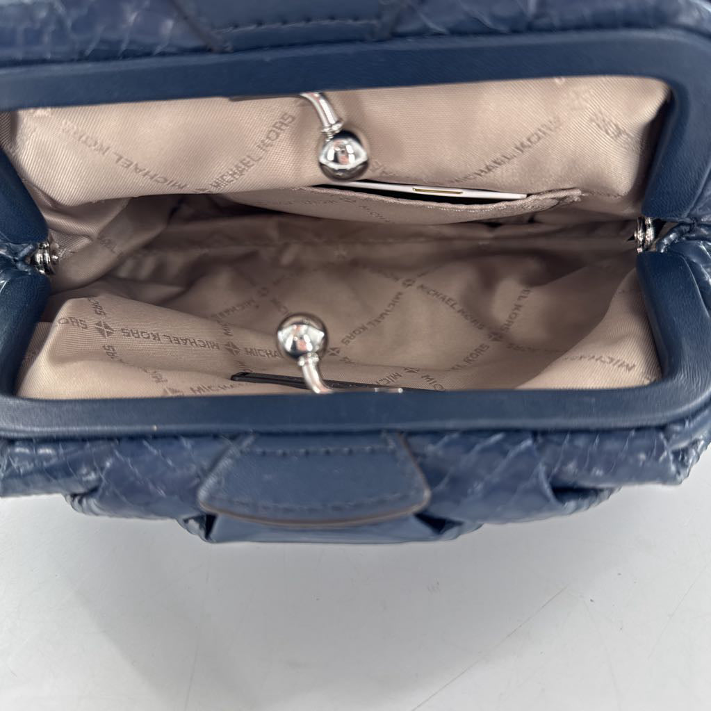 snake embossed chain strap pleated clutch