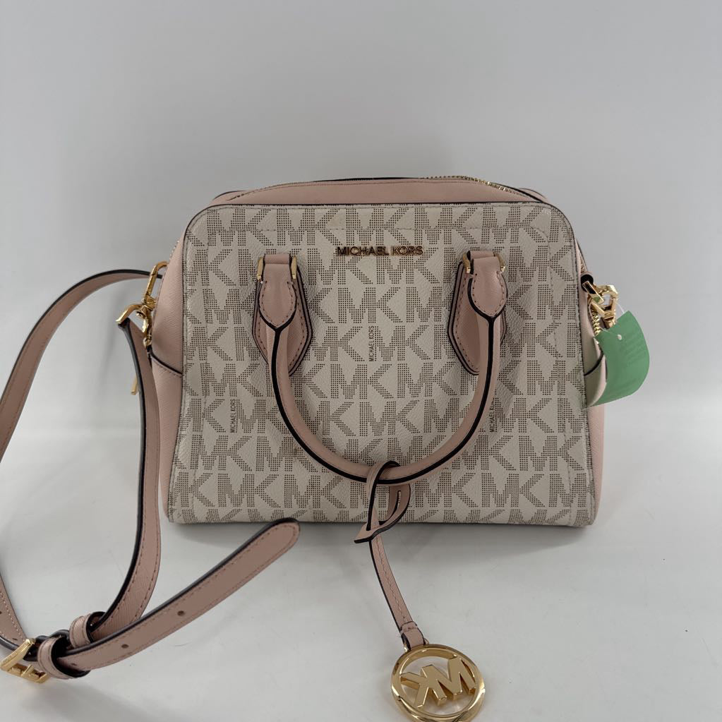 dual handle monogram satchel