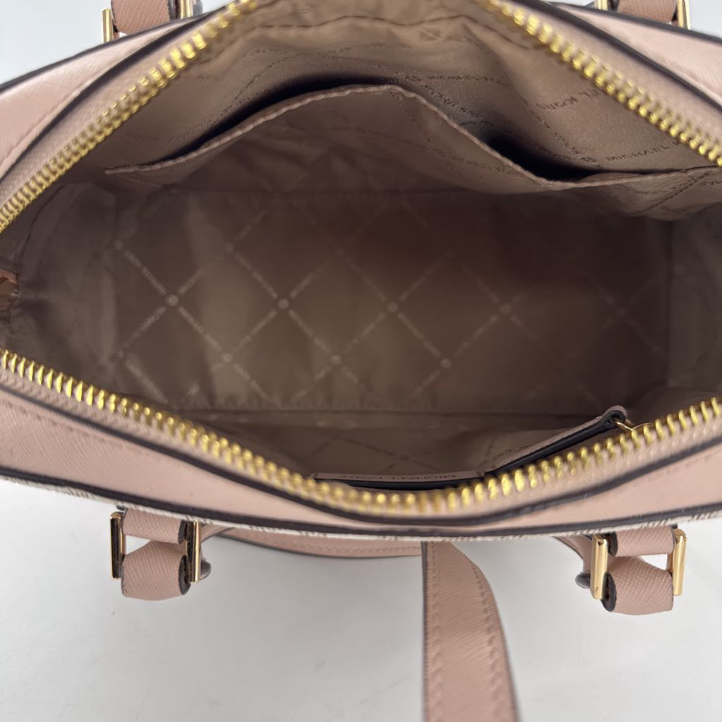 dual handle monogram satchel