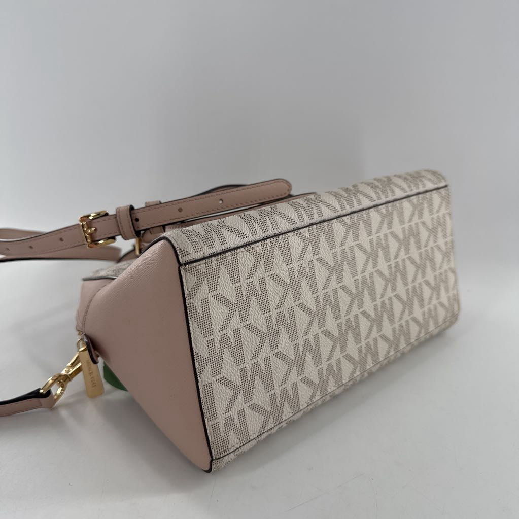 dual handle monogram satchel