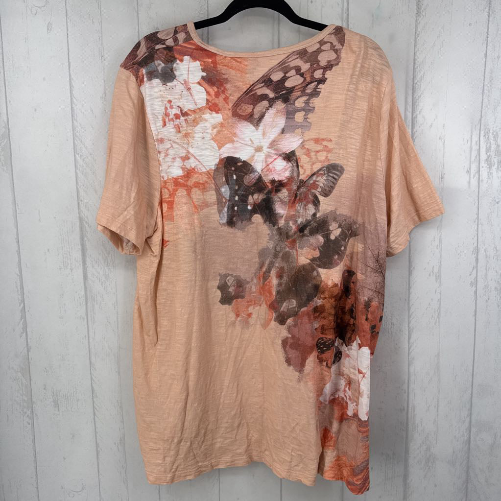 XXL(4) s/s butterfly print top