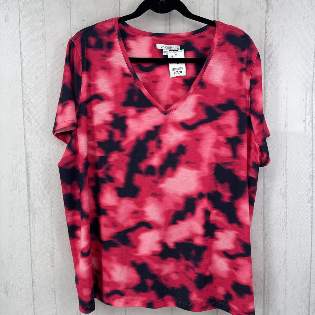XXL(4) s/s v-neck tie-dye top