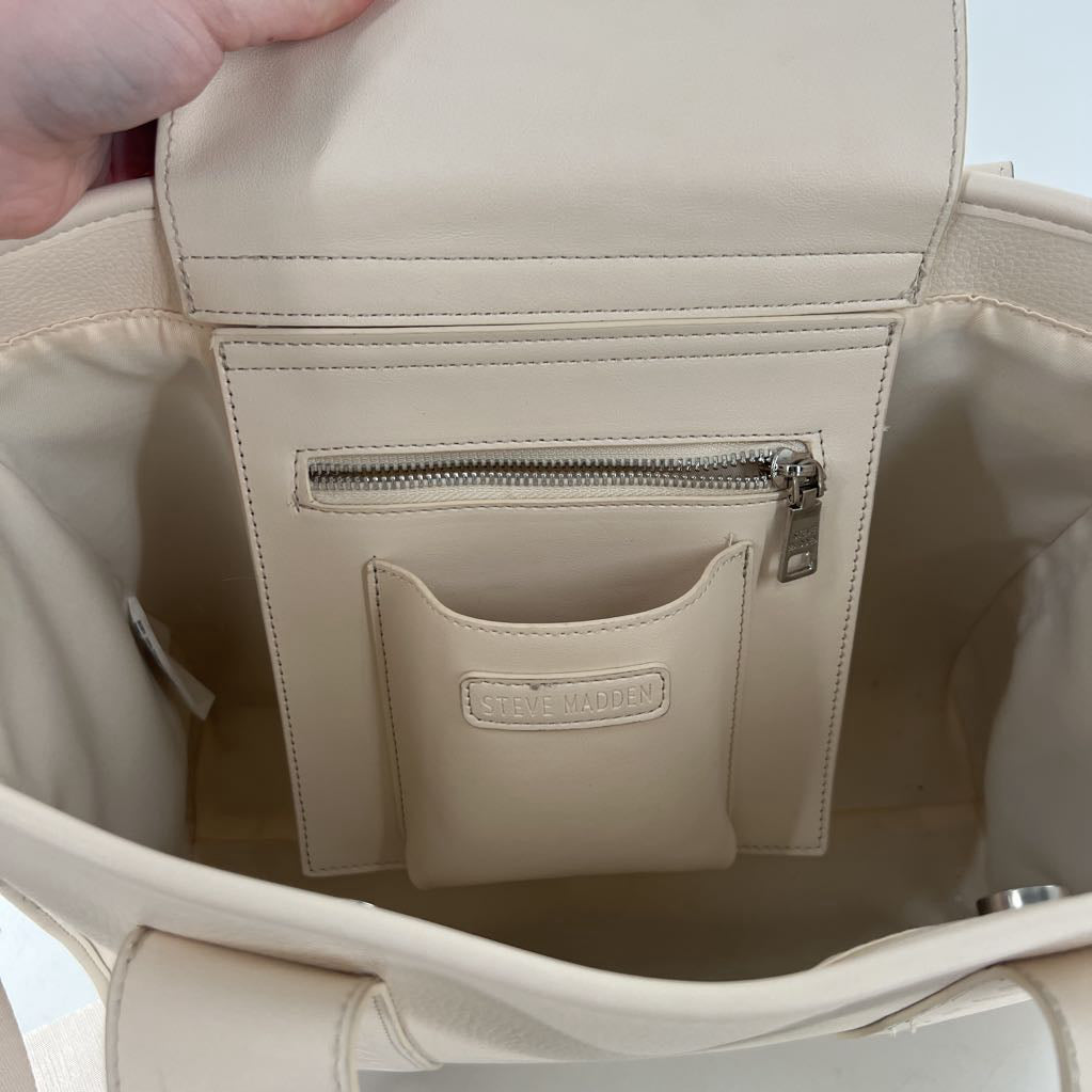 vegan leather logo tote bag
