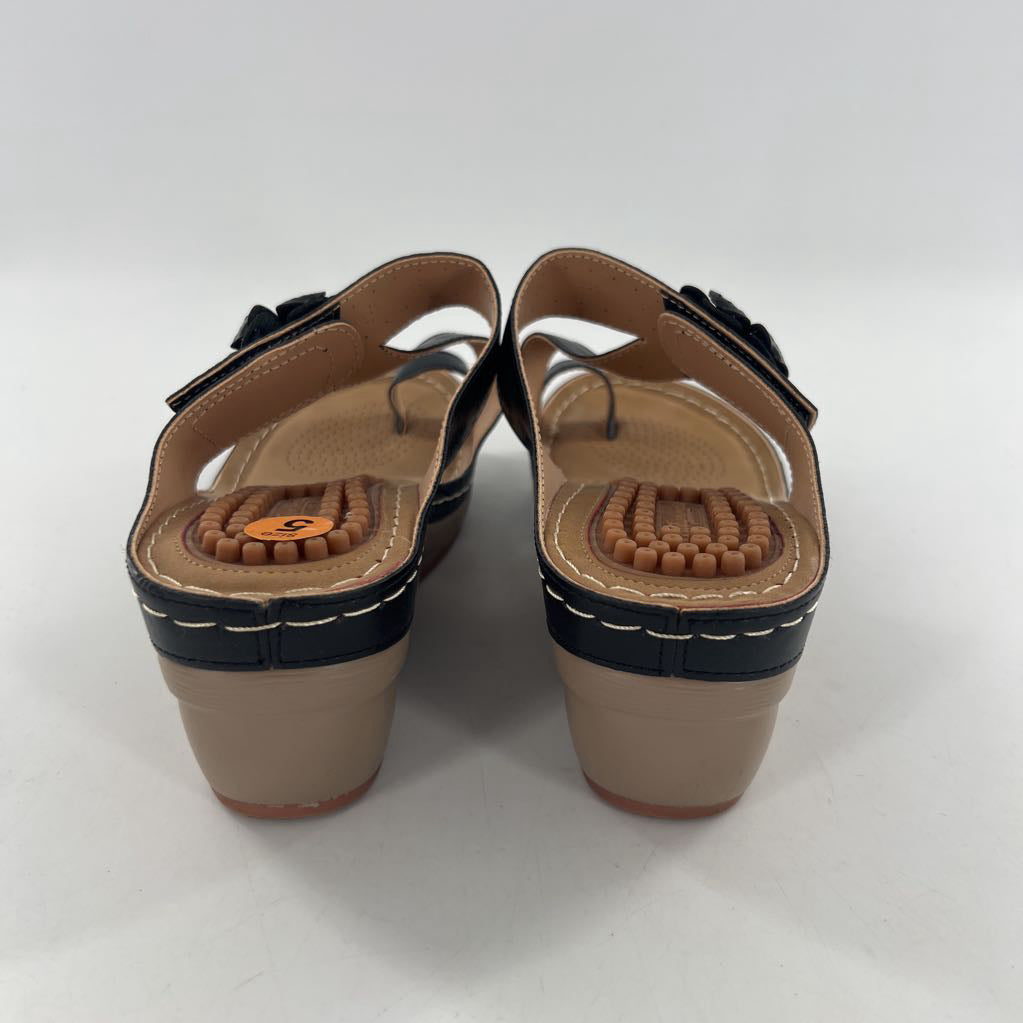 5 wedge heel velcro strap sandal