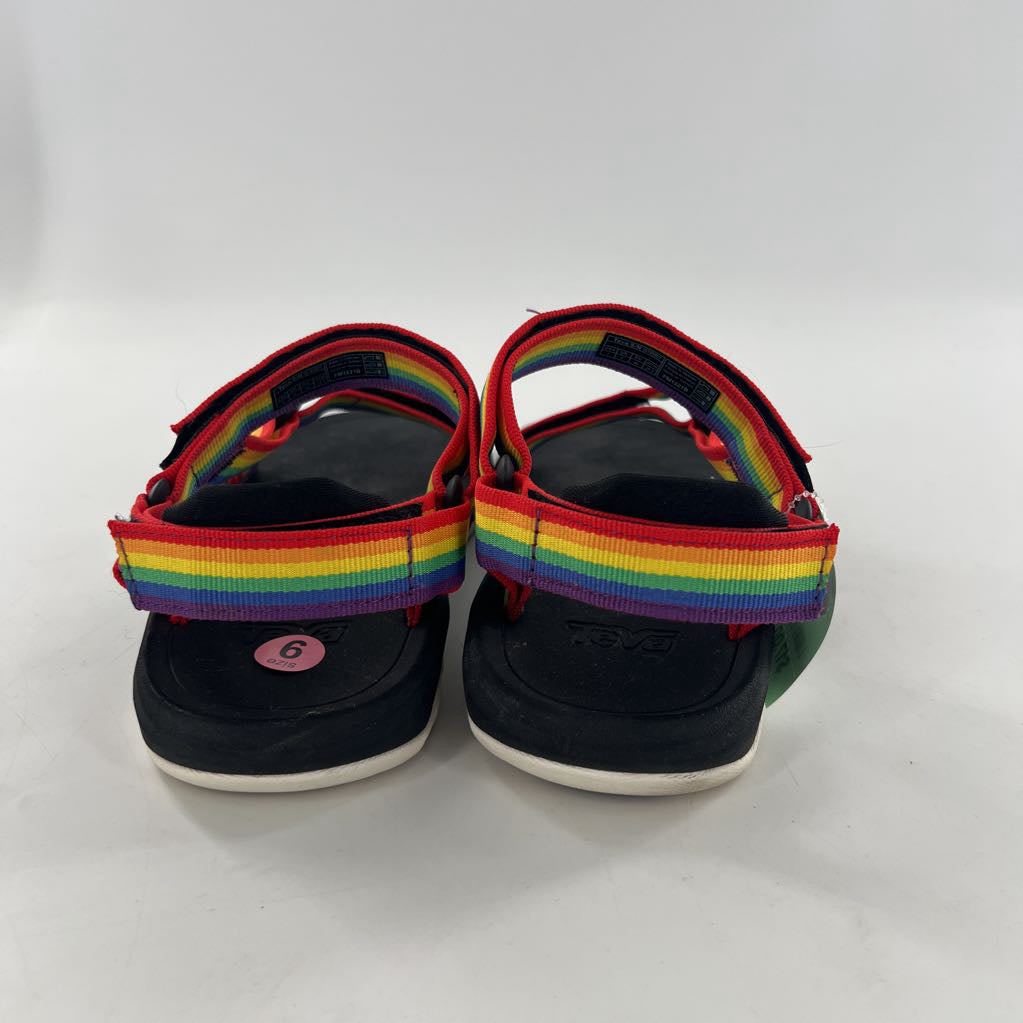 9 rainbow strap sandals
