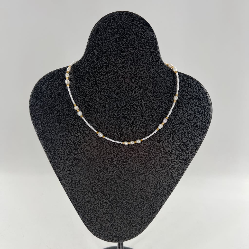 10" gold tone pearl necklace