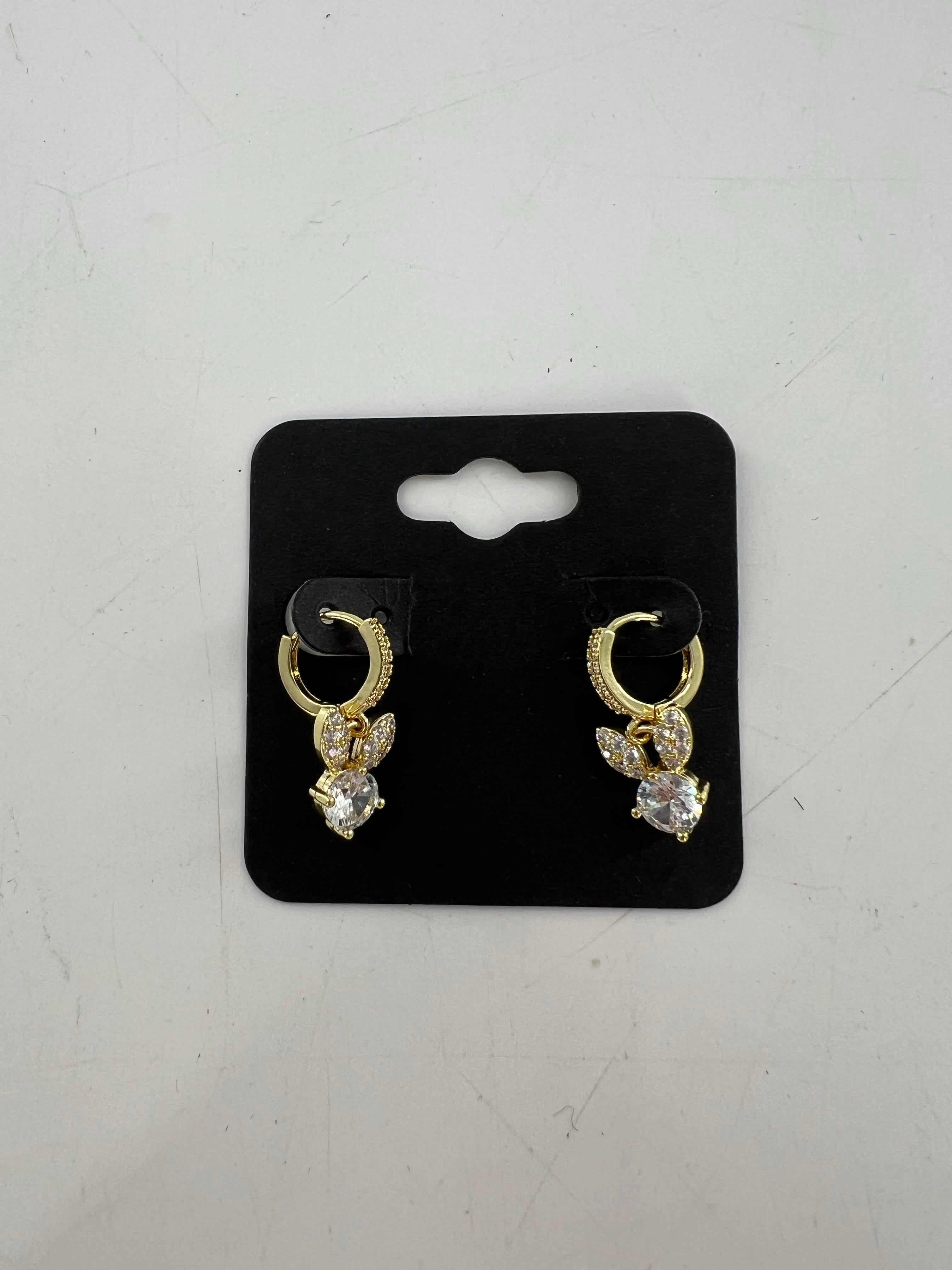 gold tone cz bunny earrings
