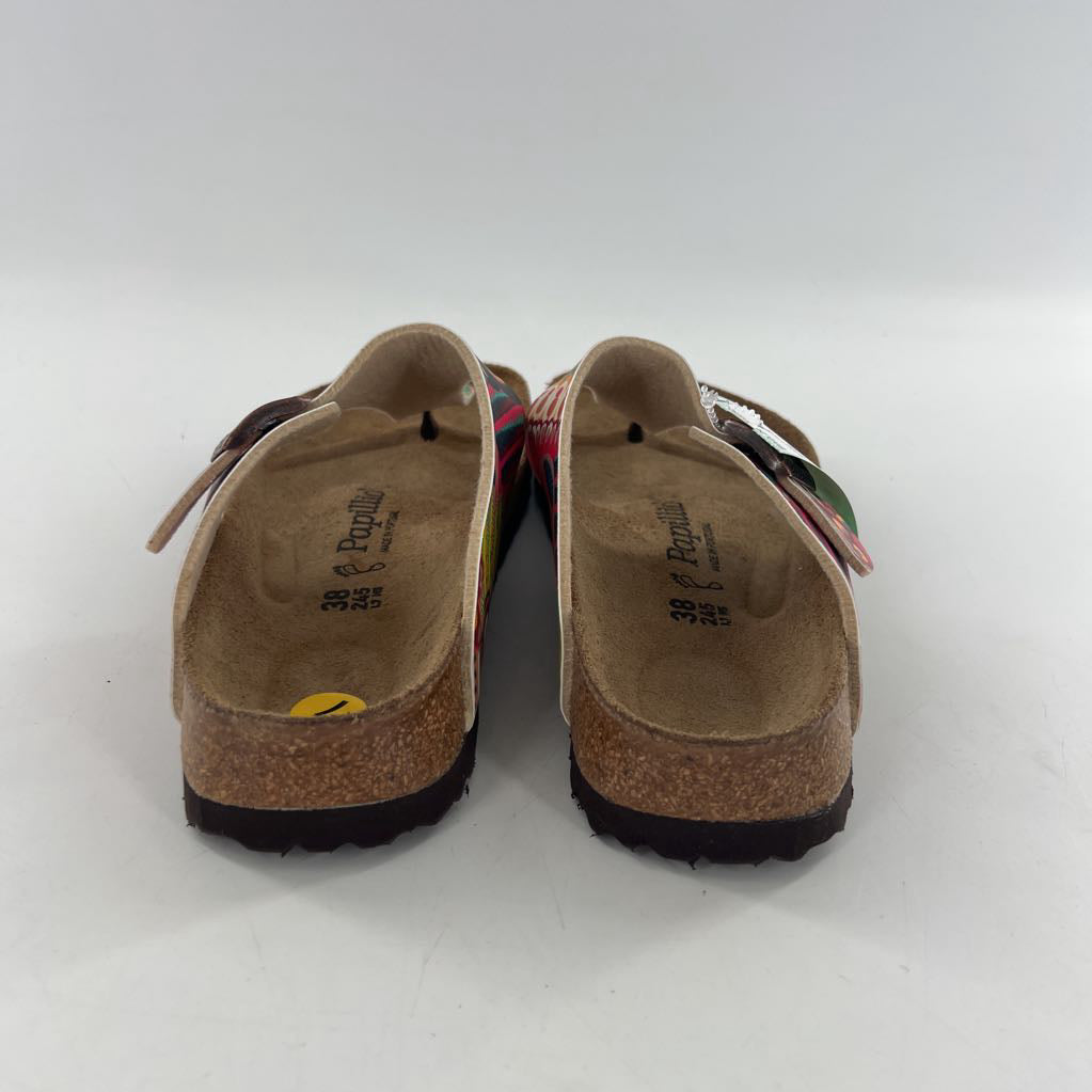 7 leather multicolor t-strap sandal