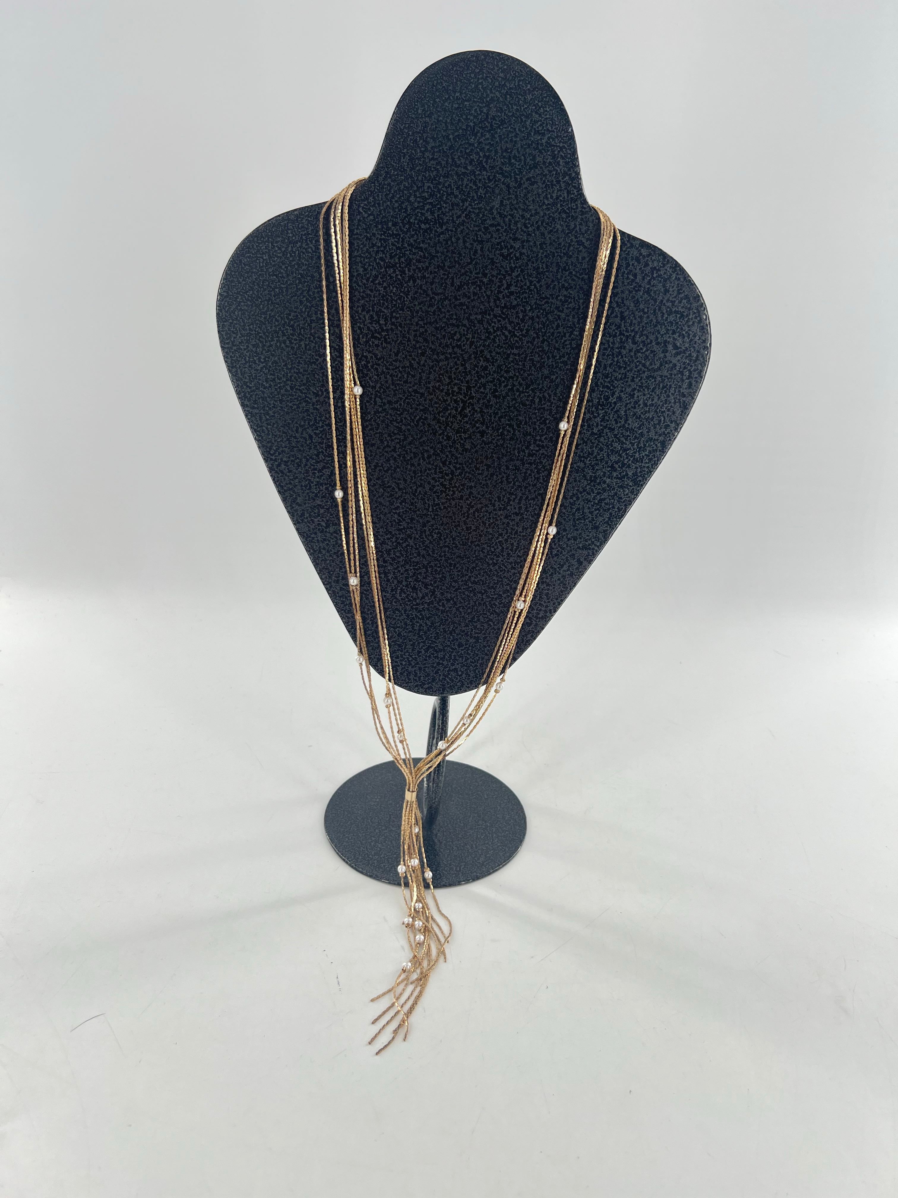 19" gold multi-strand w/ pearls necklace