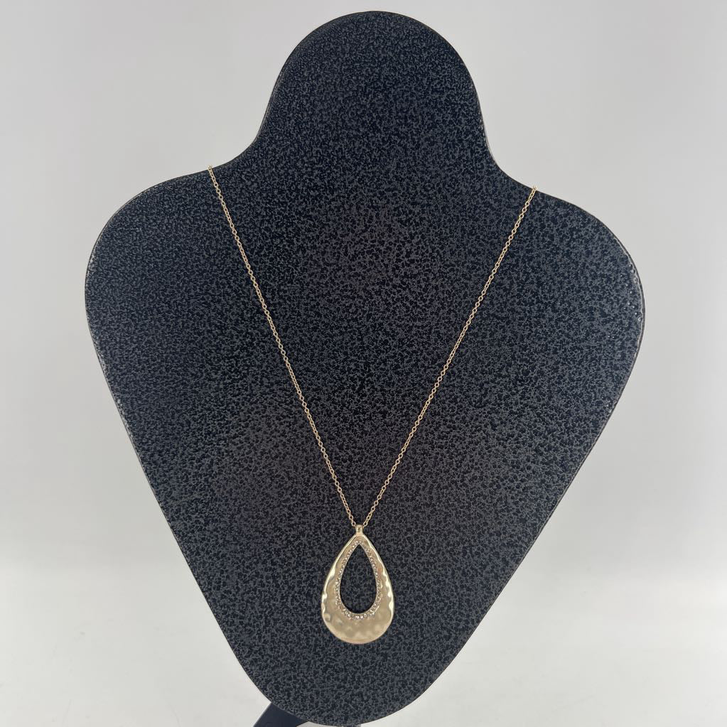 17" gold tone teardrop pendant necklace