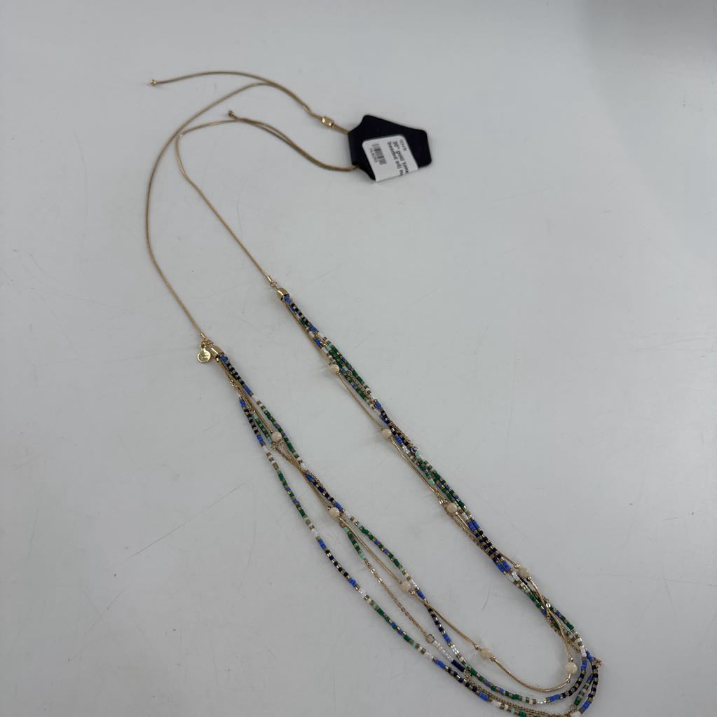 20" gold tone beaded adj necklace