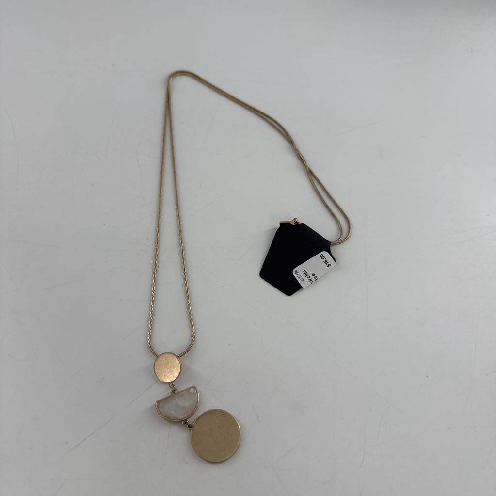 19" gold tone circles pendant necklace