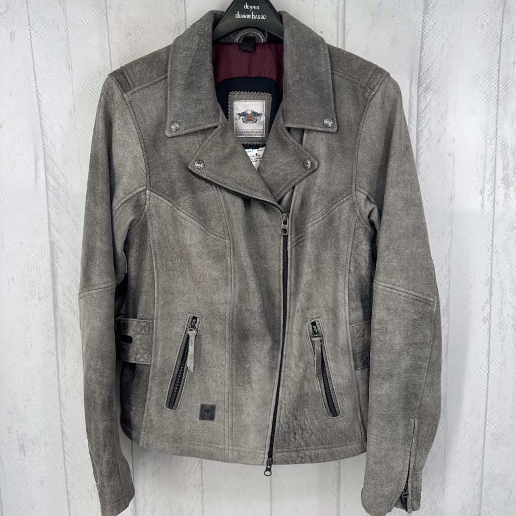 L lambskin eather riding jacet