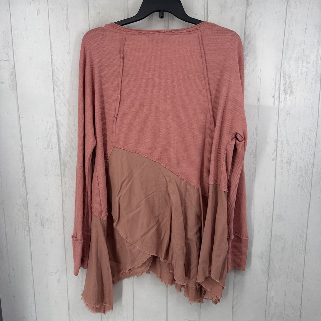 L mixed media v-neck l/s dress
