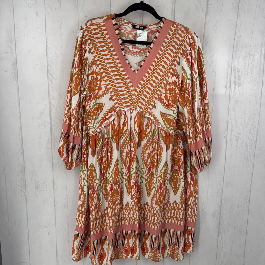XL printed v-neck 3/4 slv dress