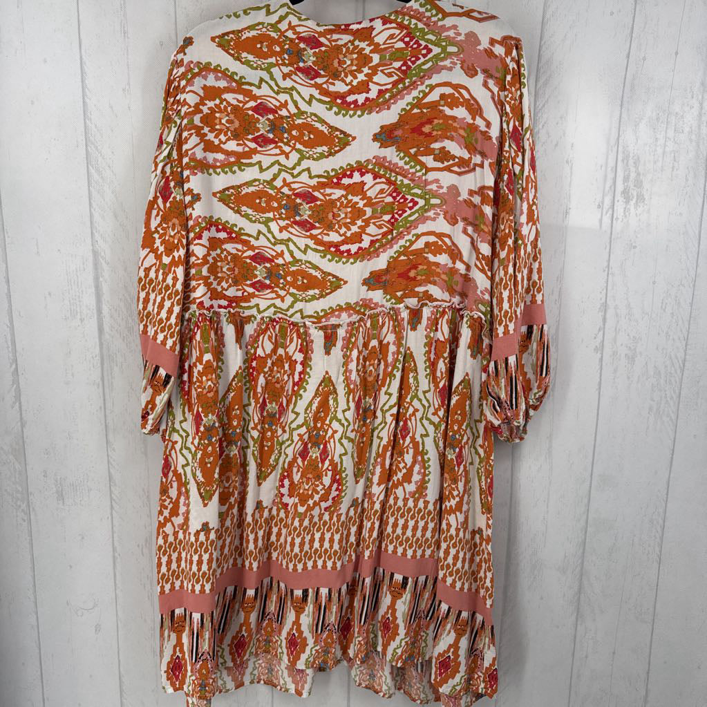 XL printed v-neck 3/4 slv dress