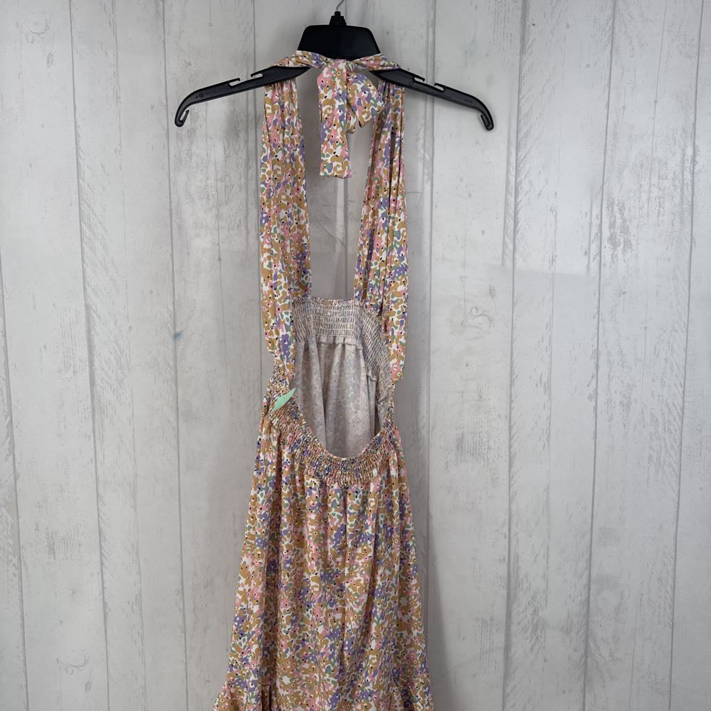 L flower print ruffle halter dress