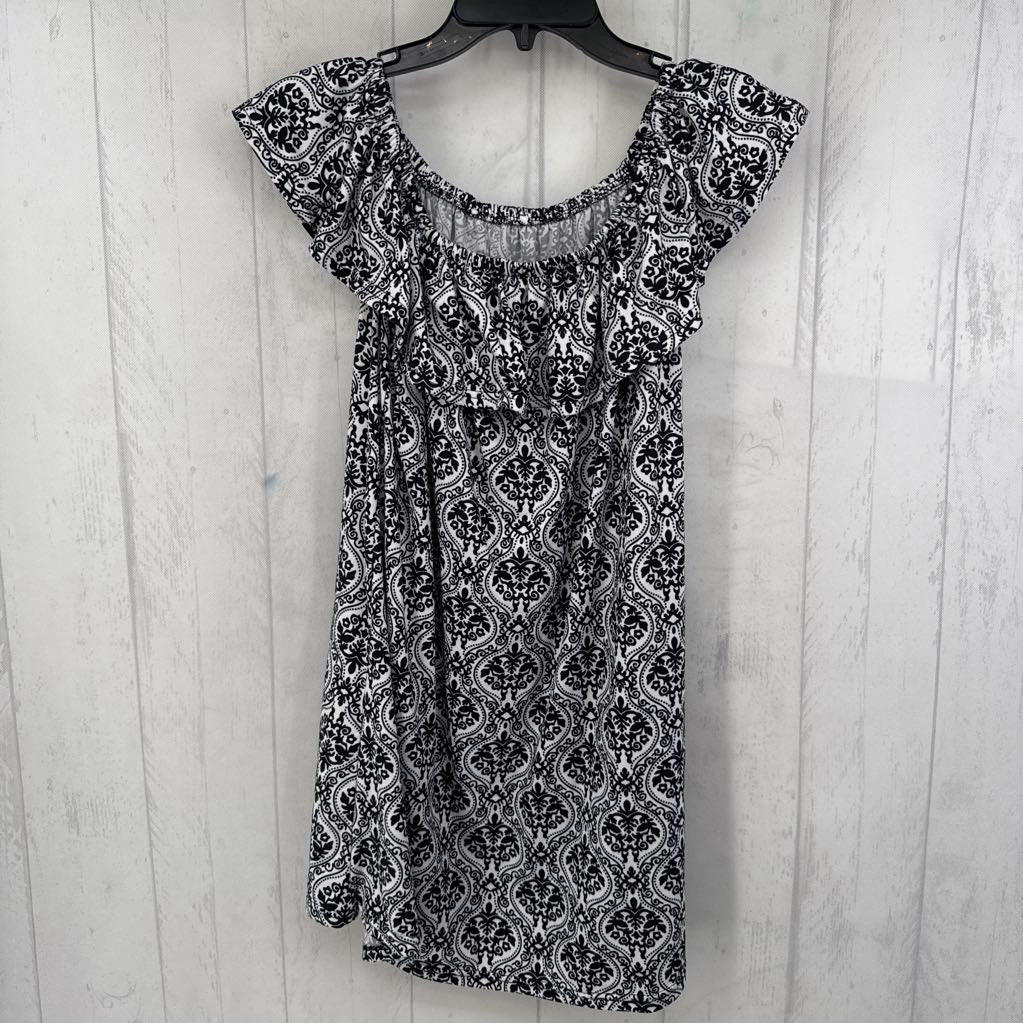 L medallion print ruffle top tank