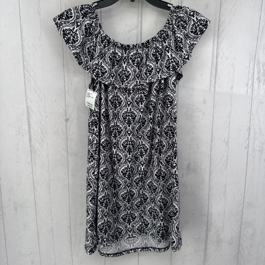 L medallion print ruffle top tank