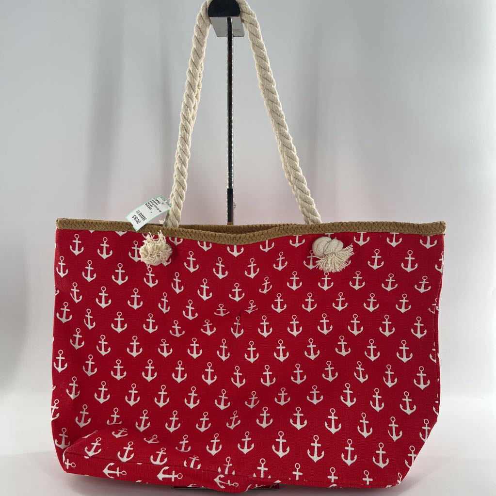 anchor print zip top tote