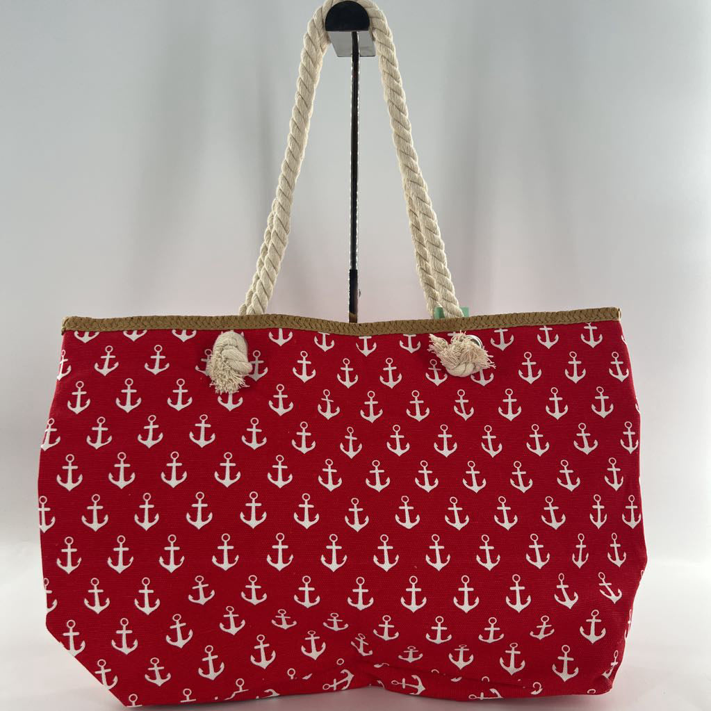 anchor print zip top tote