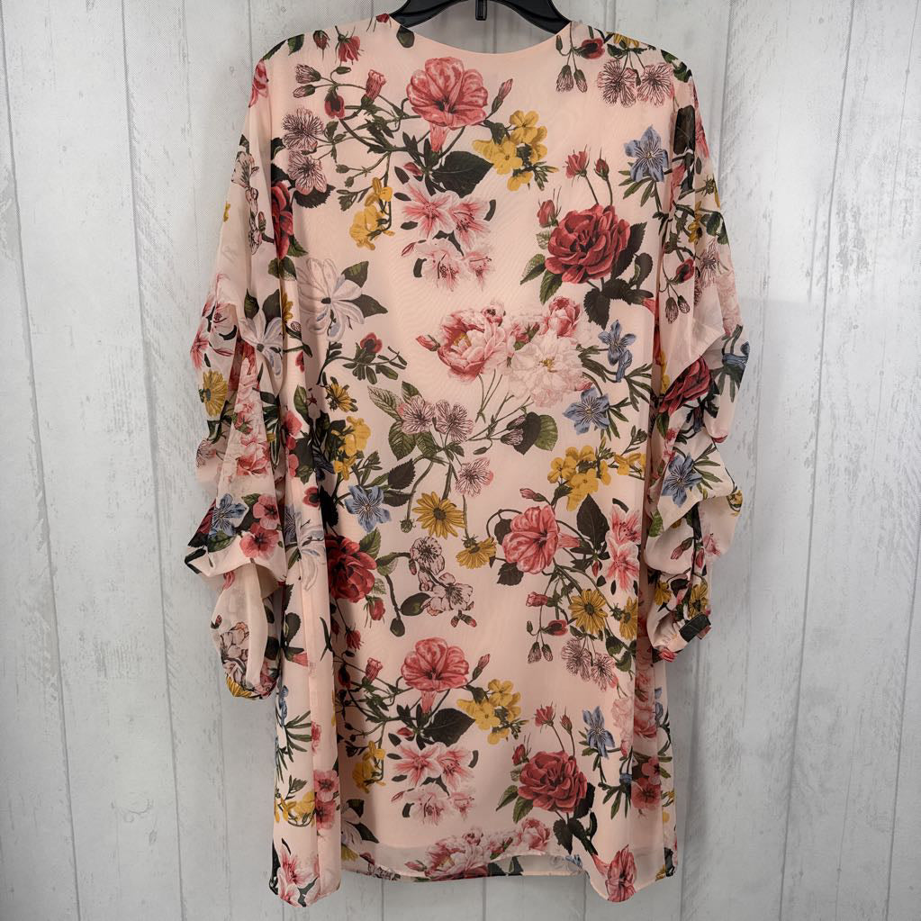 14 flo print tie front ruched slv dress