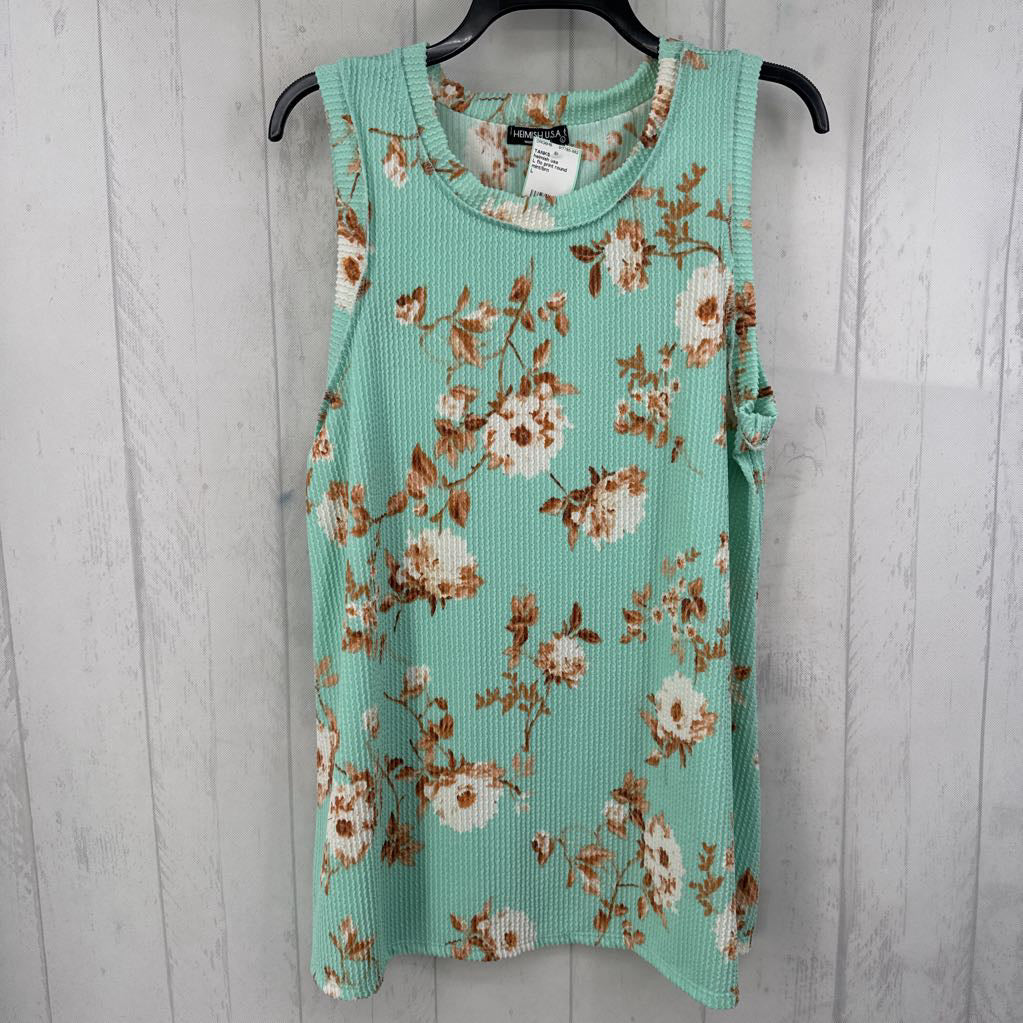 L flo print round neck tank