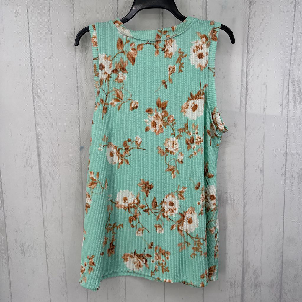 L flo print round neck tank