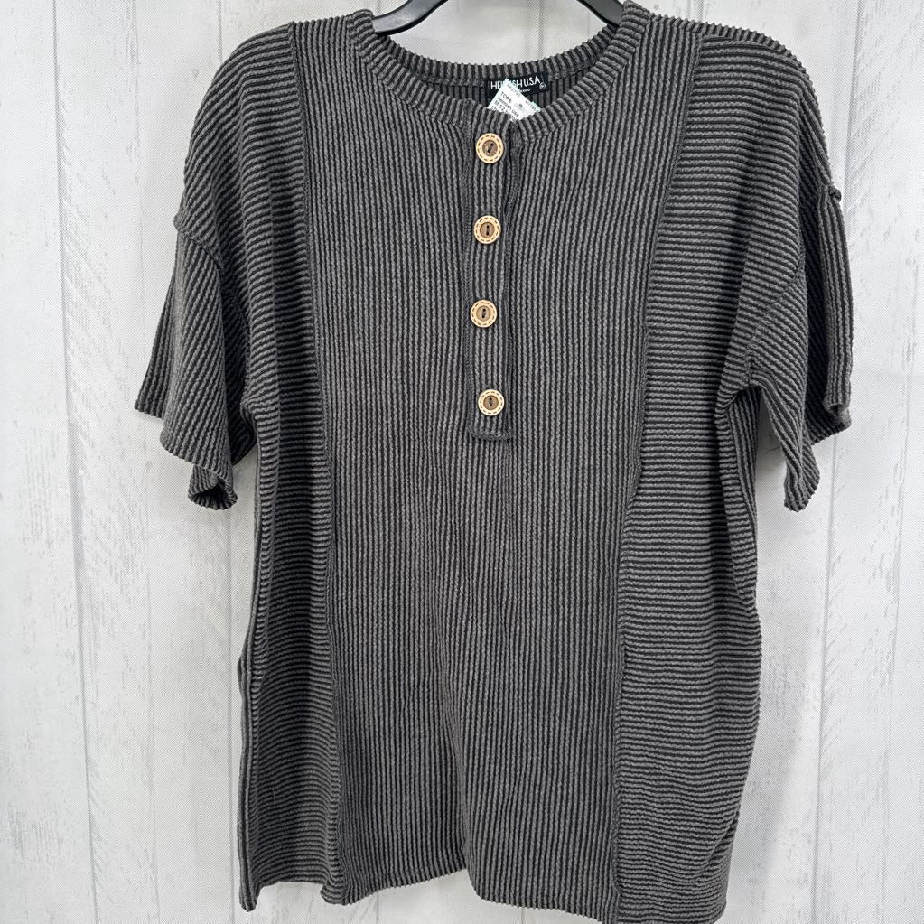 M 1/2 button down s/s top